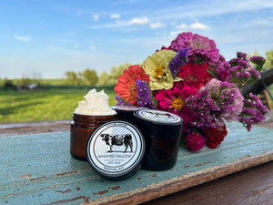 Whipped Tallow. Grassfed Tallow. Tallow Balm. Tallow Face Cream. Natural Skincare. Non Toxic.Unscented Tallow. Scented Tallow.Small Batches